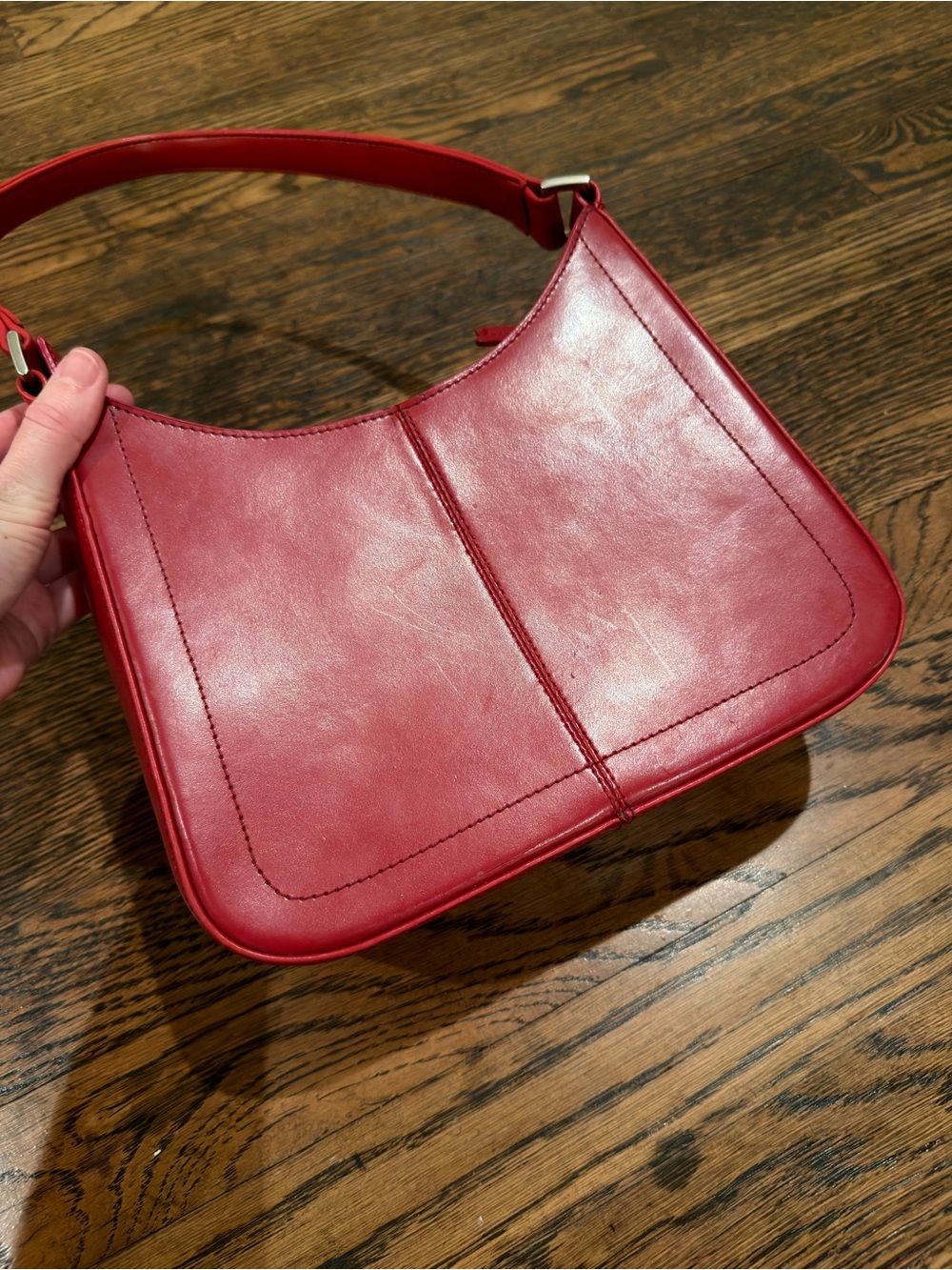 Red Leather Shoulder Bag - Picture 3 of 15